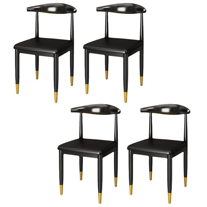 Glam Metal Dining Chairs Open Back Dining Side Furniture in Matte Finish for Indoor