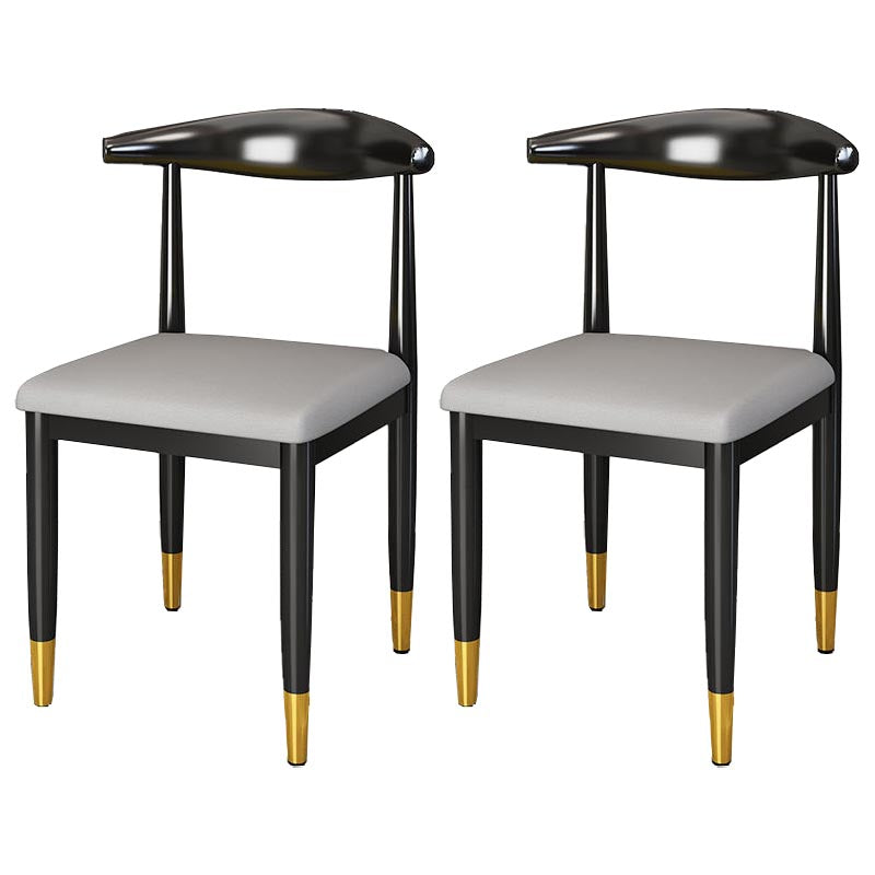 Glam Metal Dining Chairs Open Back Dining Side Furniture in Matte Finish for Indoor