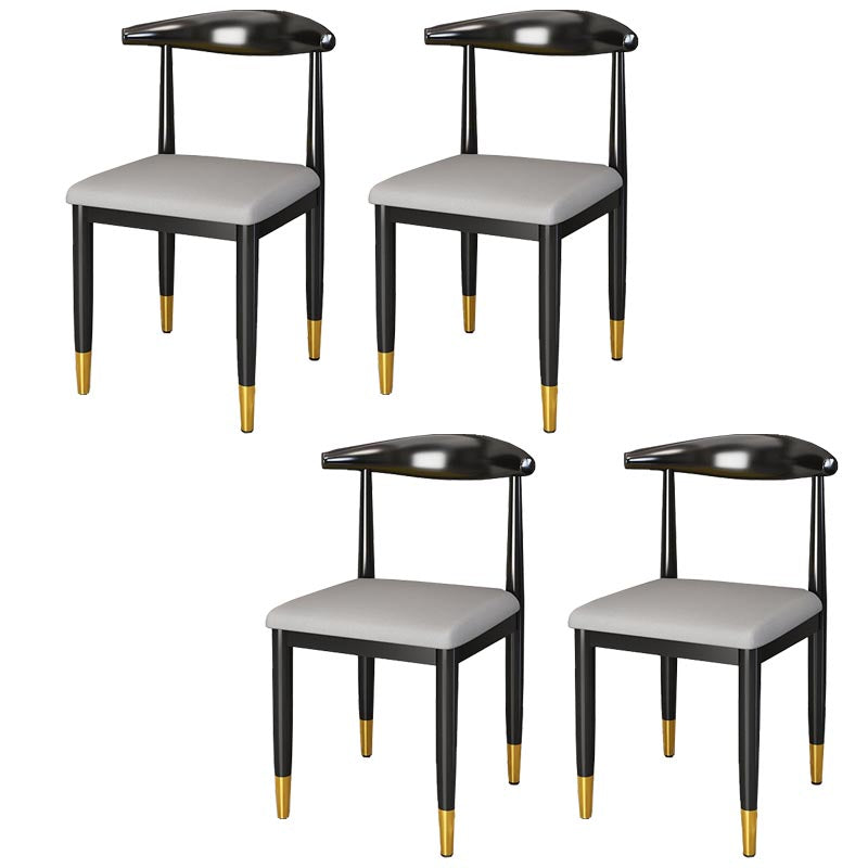 Glam Metal Dining Chairs Open Back Dining Side Furniture in Matte Finish for Indoor