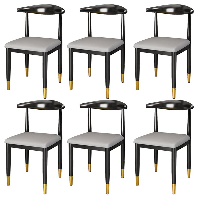 Glam Metal Dining Chairs Open Back Dining Side Furniture in Matte Finish for Indoor