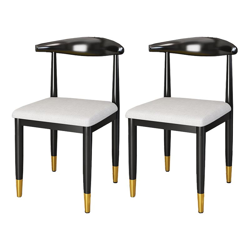 Glam Metal Dining Chairs Open Back Dining Side Furniture in Matte Finish for Indoor