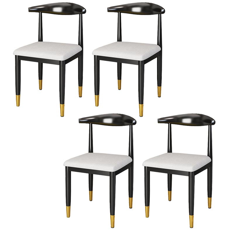 Glam Metal Dining Chairs Open Back Dining Side Furniture in Matte Finish for Indoor