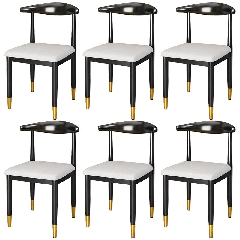 Glam Metal Dining Chairs Open Back Dining Side Furniture in Matte Finish for Indoor