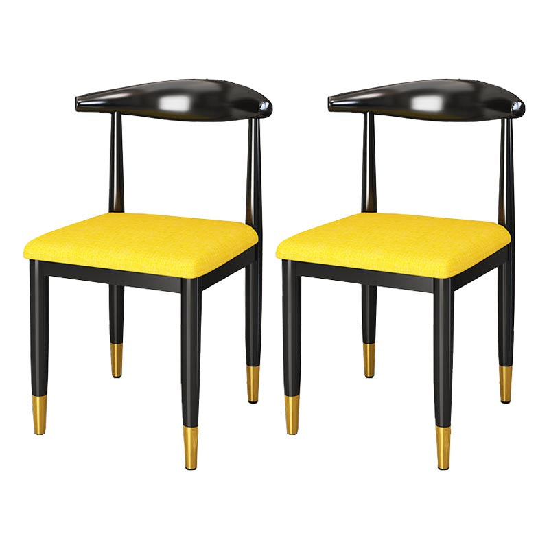 Glam Metal Dining Chairs Open Back Dining Side Furniture in Matte Finish for Indoor