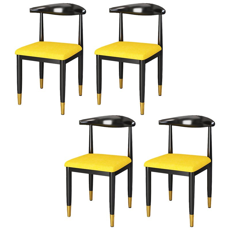 Glam Metal Dining Chairs Open Back Dining Side Furniture in Matte Finish for Indoor