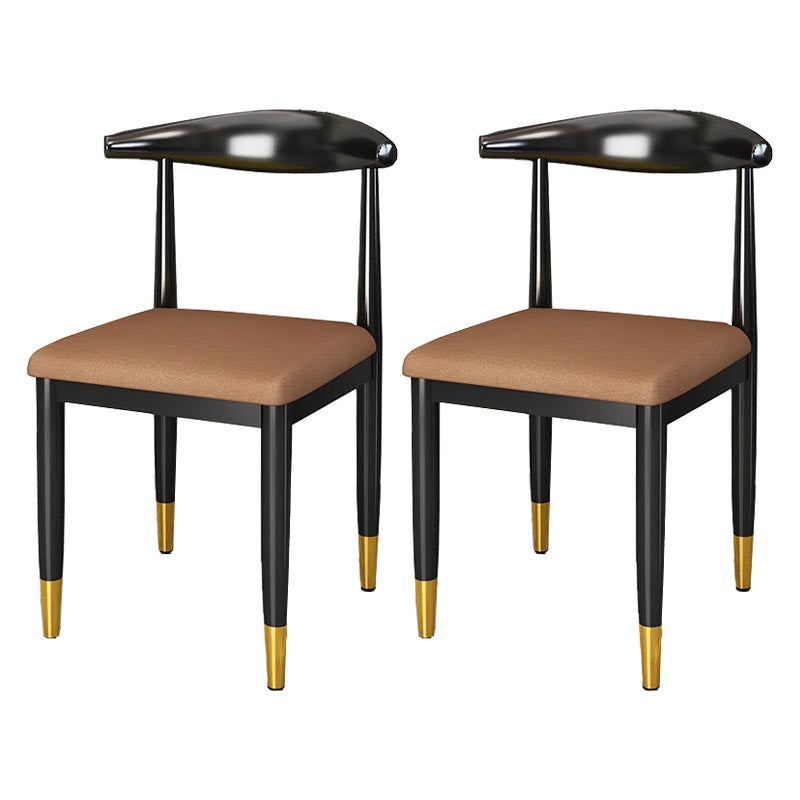 Glam Metal Dining Chairs Open Back Dining Side Furniture in Matte Finish for Indoor