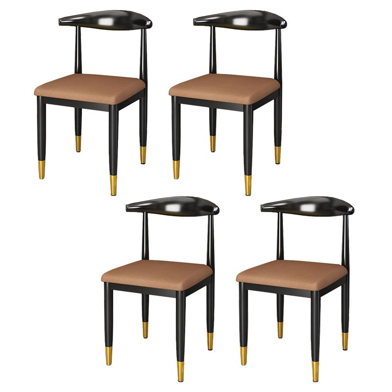 Glam Metal Dining Chairs Open Back Dining Side Furniture in Matte Finish for Indoor