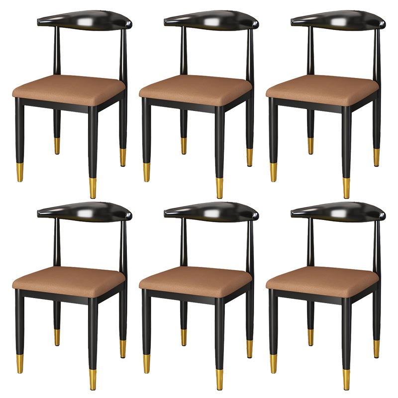 Glam Metal Dining Chairs Open Back Dining Side Furniture in Matte Finish for Indoor