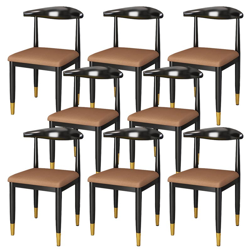 Glam Metal Dining Chairs Open Back Dining Side Furniture in Matte Finish for Indoor