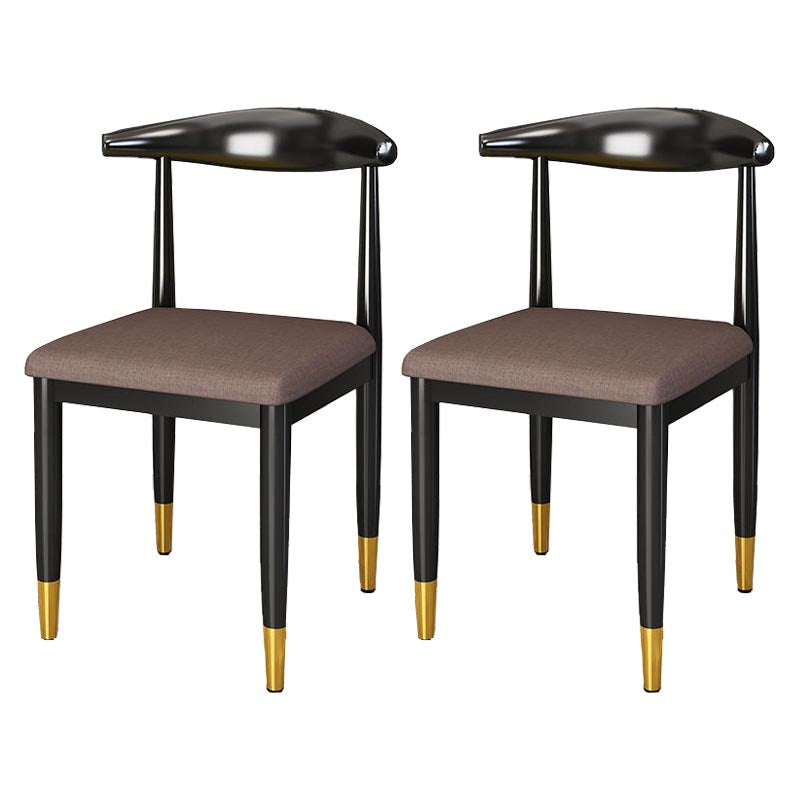 Glam Metal Dining Chairs Open Back Dining Side Furniture in Matte Finish for Indoor