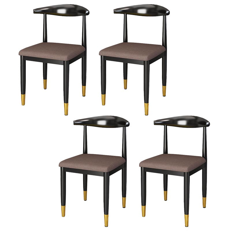 Glam Metal Dining Chairs Open Back Dining Side Furniture in Matte Finish for Indoor