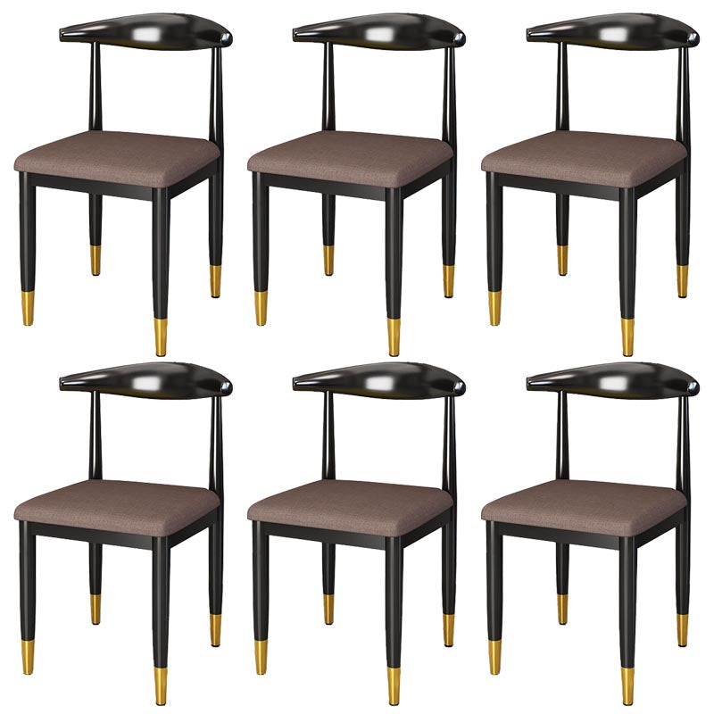 Glam Metal Dining Chairs Open Back Dining Side Furniture in Matte Finish for Indoor