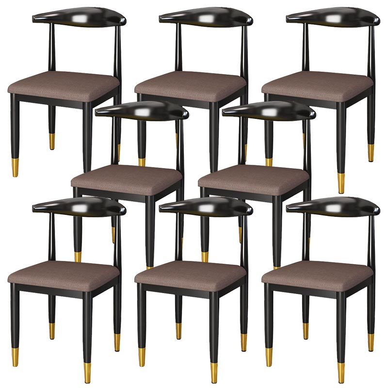 Glam Metal Dining Chairs Open Back Dining Side Furniture in Matte Finish for Indoor