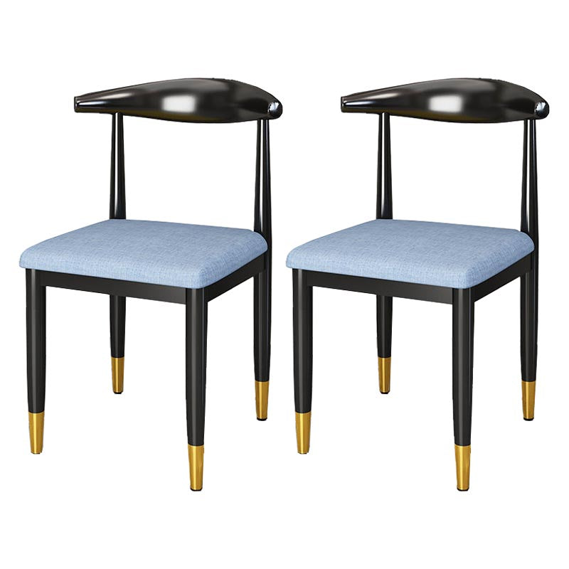 Glam Metal Dining Chairs Open Back Dining Side Furniture in Matte Finish for Indoor