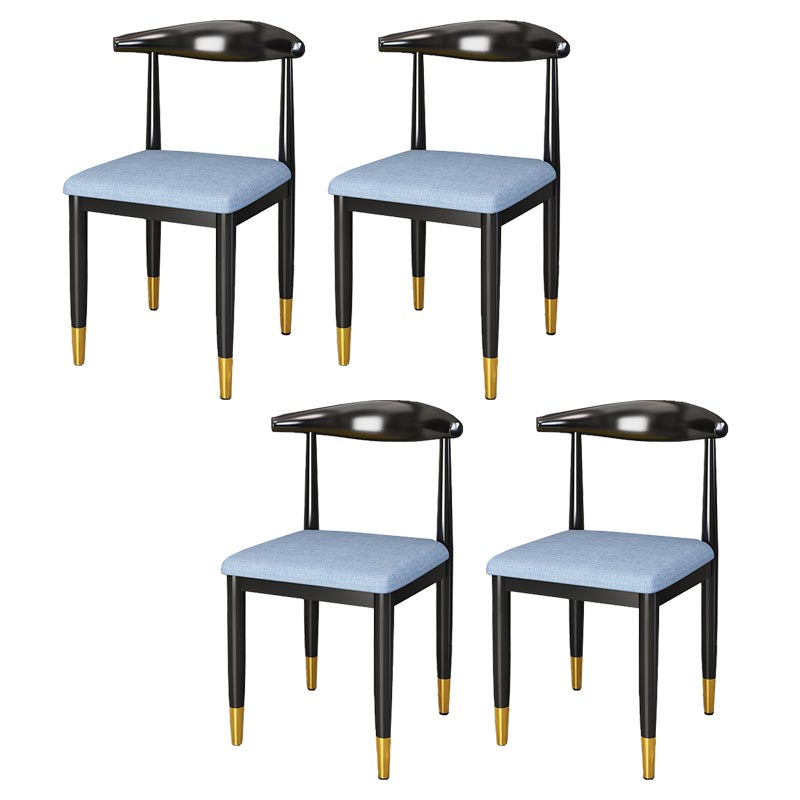 Glam Metal Dining Chairs Open Back Dining Side Furniture in Matte Finish for Indoor