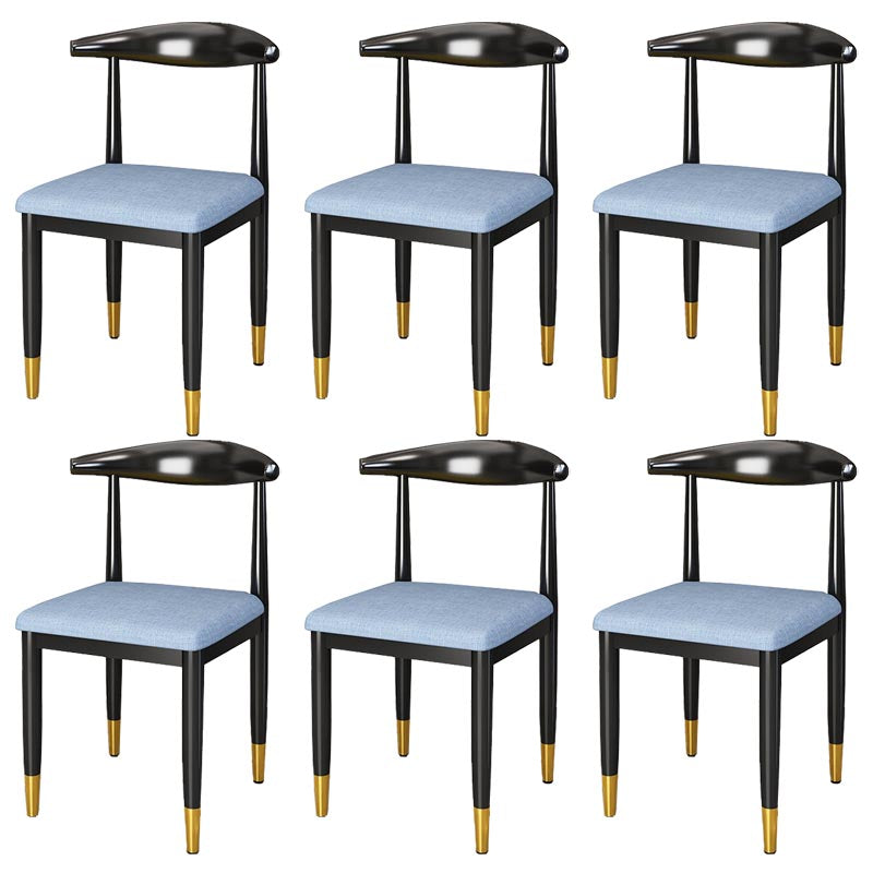 Glam Metal Dining Chairs Open Back Dining Side Furniture in Matte Finish for Indoor