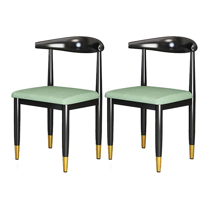 Glam Metal Dining Chairs Open Back Dining Side Furniture in Matte Finish for Indoor