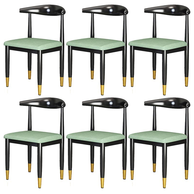 Glam Metal Dining Chairs Open Back Dining Side Furniture in Matte Finish for Indoor