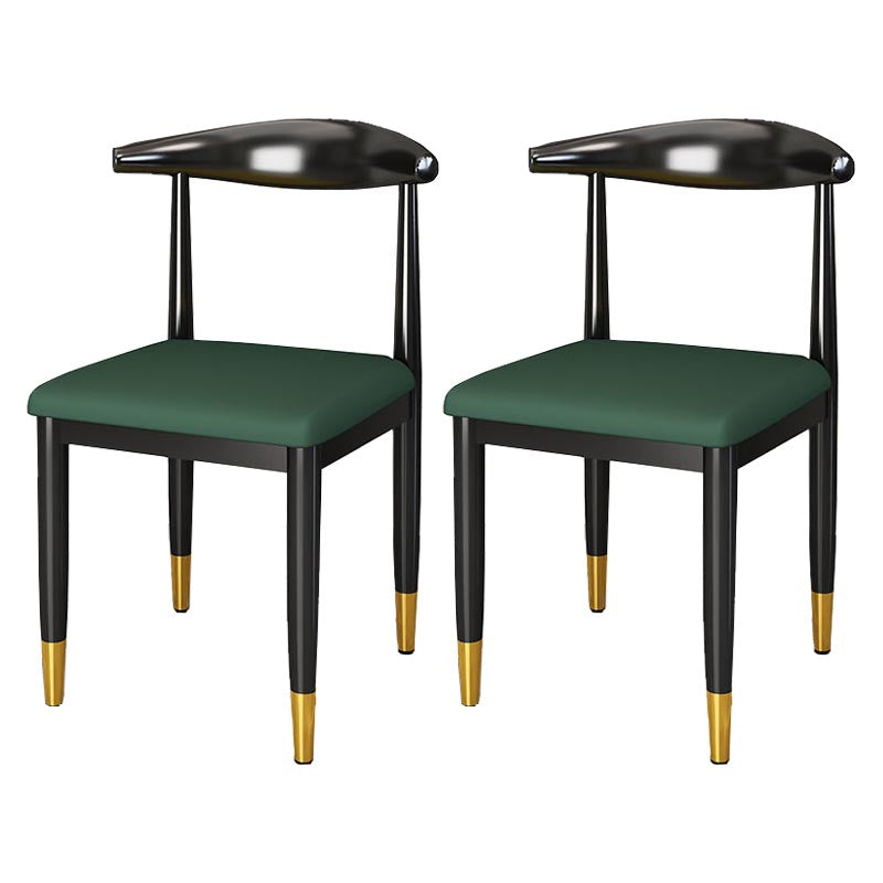 Glam Metal Dining Chairs Open Back Dining Side Furniture in Matte Finish for Indoor