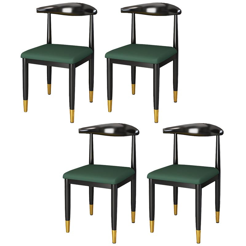 Glam Metal Dining Chairs Open Back Dining Side Furniture in Matte Finish for Indoor