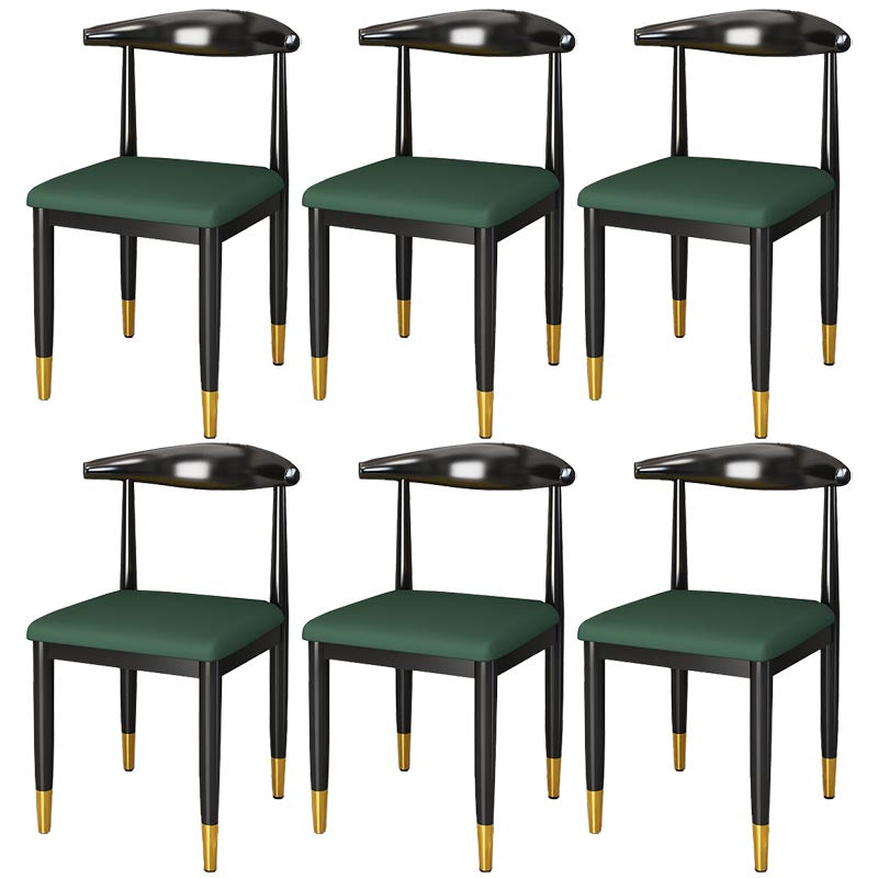 Glam Metal Dining Chairs Open Back Dining Side Furniture in Matte Finish for Indoor