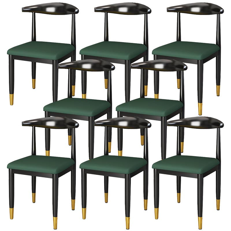 Glam Metal Dining Chairs Open Back Dining Side Furniture in Matte Finish for Indoor