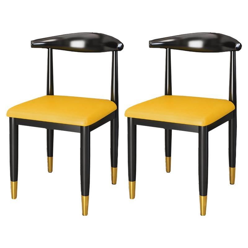 Glam Metal Dining Chairs Open Back Dining Side Furniture in Matte Finish for Indoor