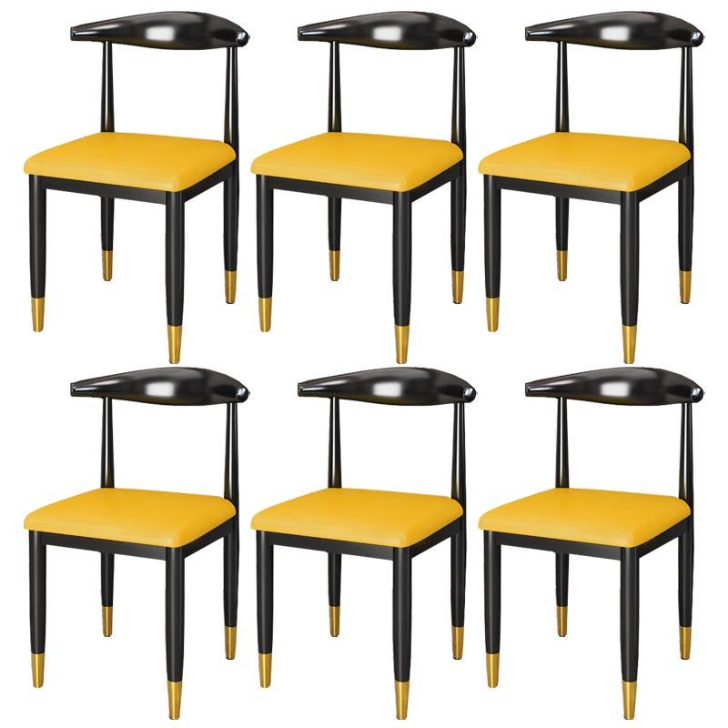 Glam Metal Dining Chairs Open Back Dining Side Furniture in Matte Finish for Indoor