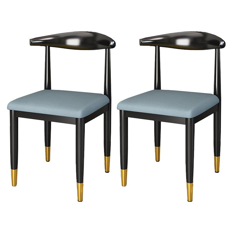 Glam Metal Dining Chairs Open Back Dining Side Furniture in Matte Finish for Indoor