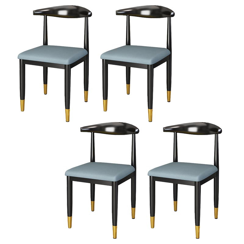 Glam Metal Dining Chairs Open Back Dining Side Furniture in Matte Finish for Indoor