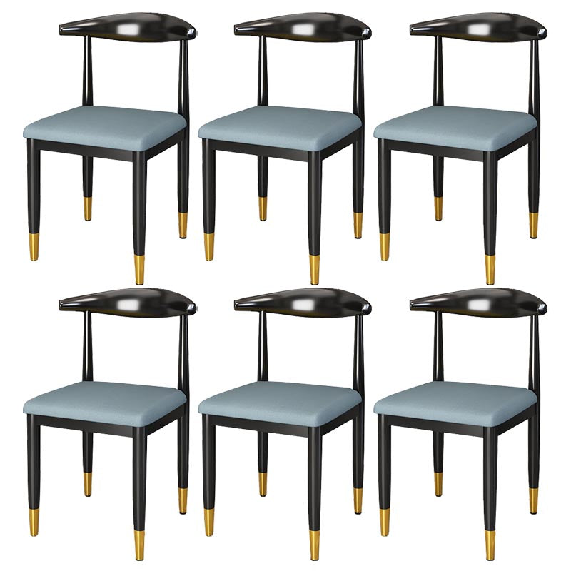 Glam Metal Dining Chairs Open Back Dining Side Furniture in Matte Finish for Indoor