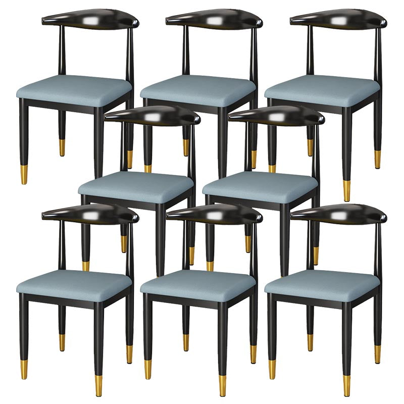 Glam Metal Dining Chairs Open Back Dining Side Furniture in Matte Finish for Indoor