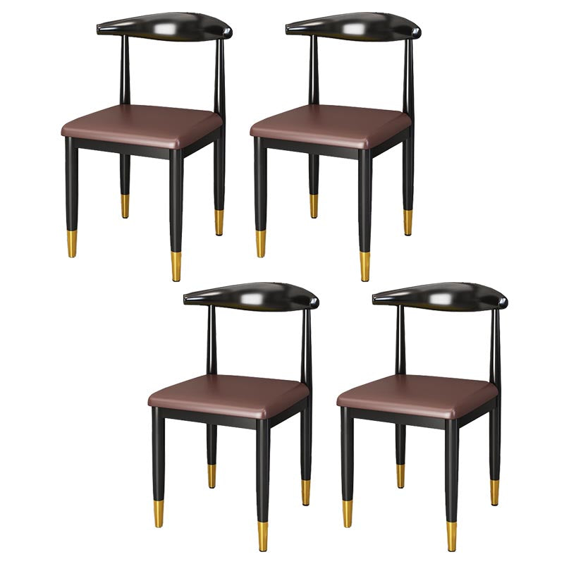 Glam Metal Dining Chairs Open Back Dining Side Furniture in Matte Finish for Indoor