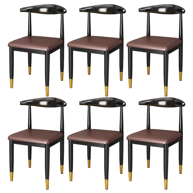 Glam Metal Dining Chairs Open Back Dining Side Furniture in Matte Finish for Indoor