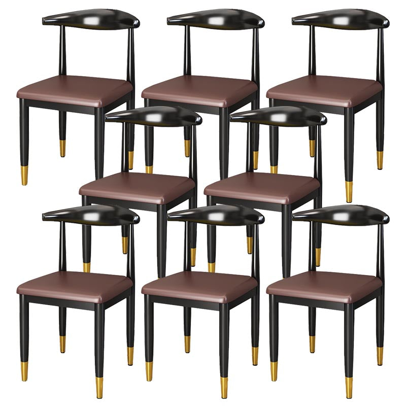 Glam Metal Dining Chairs Open Back Dining Side Furniture in Matte Finish for Indoor