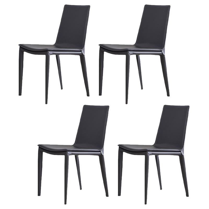 Modern Leather Dining Chair Parsons Chair in Matte Finish for Indoor