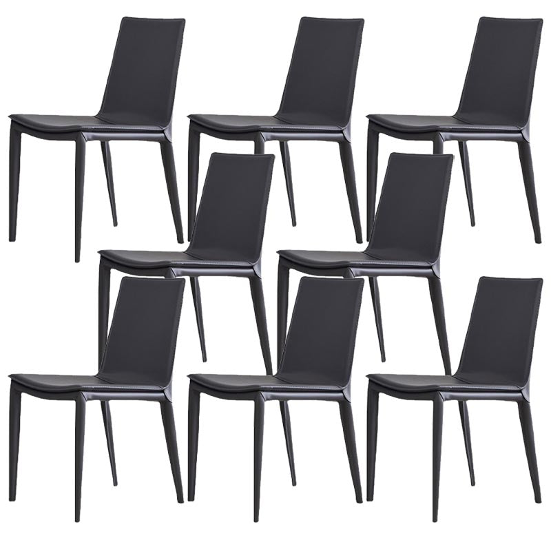 Modern Leather Dining Chair Parsons Chair in Matte Finish for Indoor