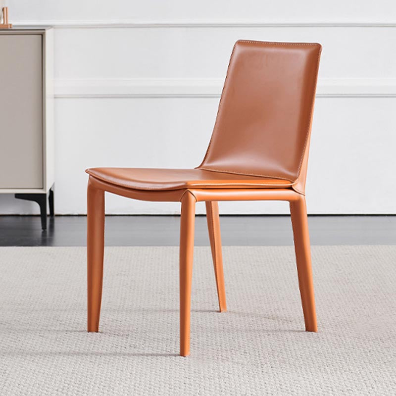 Modern Leather Dining Chair Parsons Chair in Matte Finish for Indoor