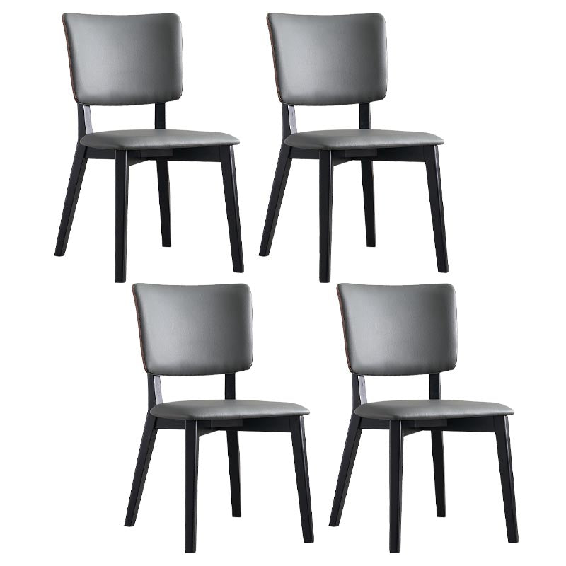 Leather Dining Chair Modern Upholstered Side Chair with Solid Wood Legs