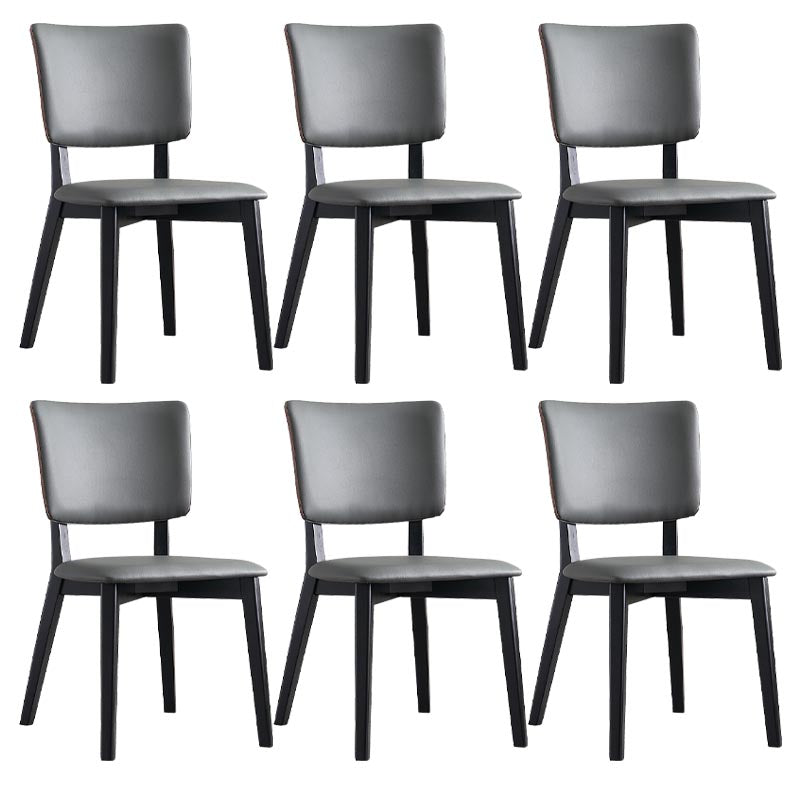 Leather Dining Chair Modern Upholstered Side Chair with Solid Wood Legs