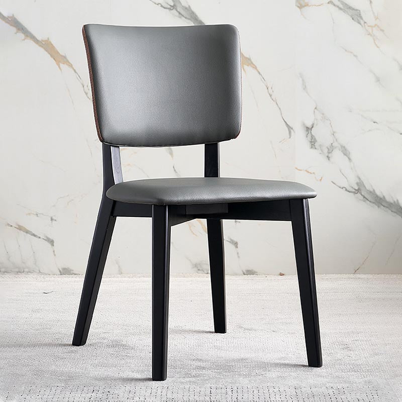 Leather Dining Chair Modern Upholstered Side Chair with Solid Wood Legs