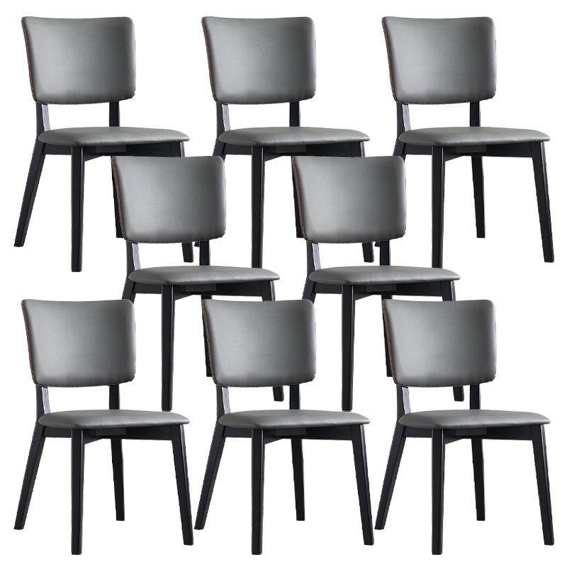 Leather Dining Chair Modern Upholstered Side Chair with Solid Wood Legs