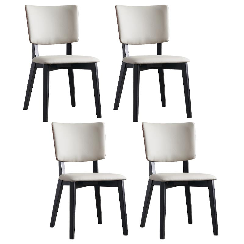 Leather Dining Chair Modern Upholstered Side Chair with Solid Wood Legs