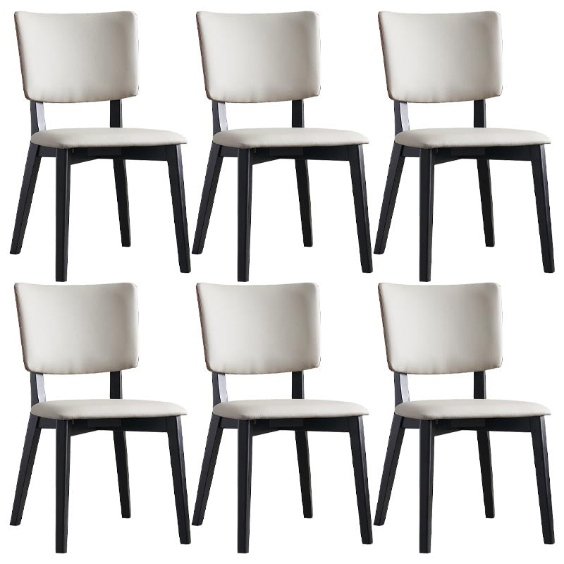 Leather Dining Chair Modern Upholstered Side Chair with Solid Wood Legs