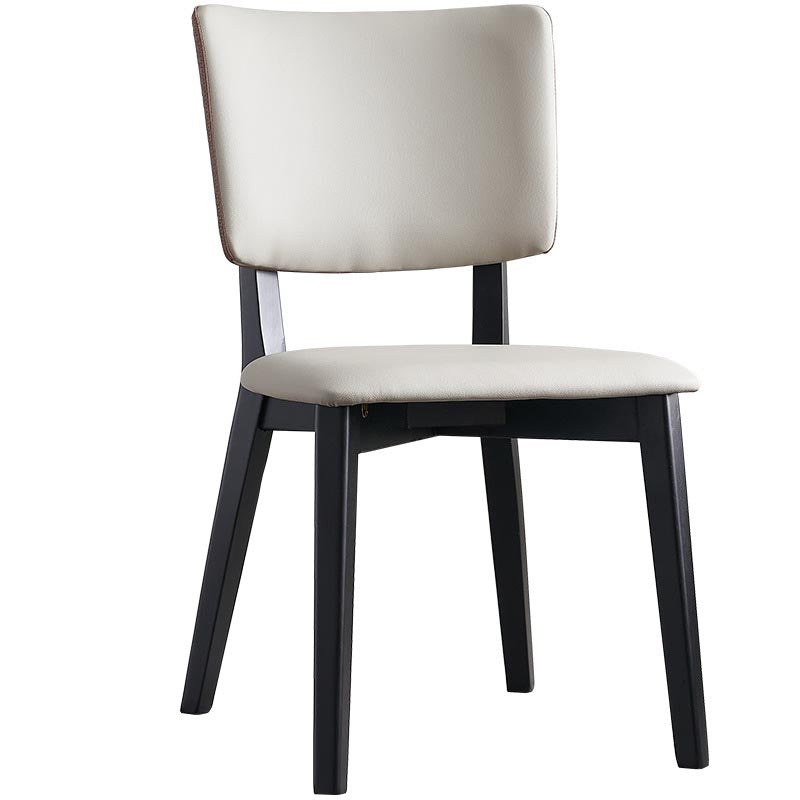 Leather Dining Chair Modern Upholstered Side Chair with Solid Wood Legs