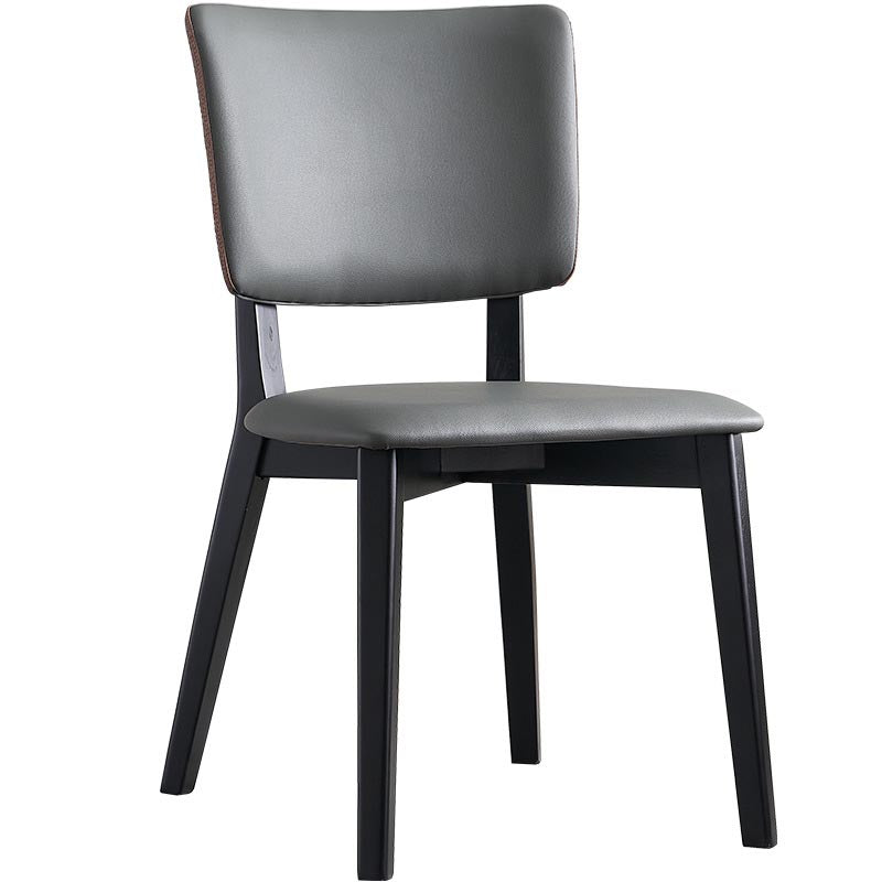 Leather Dining Chair Modern Upholstered Side Chair with Solid Wood Legs