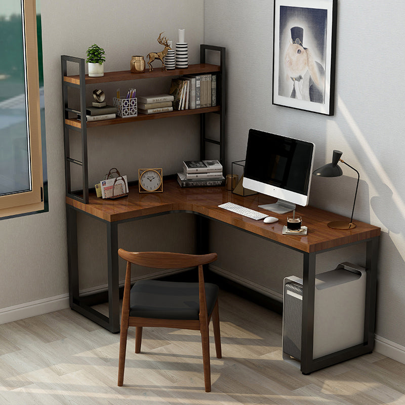 Industrial Home Office Writing Desk Solid Wood L-Shape Office Desk