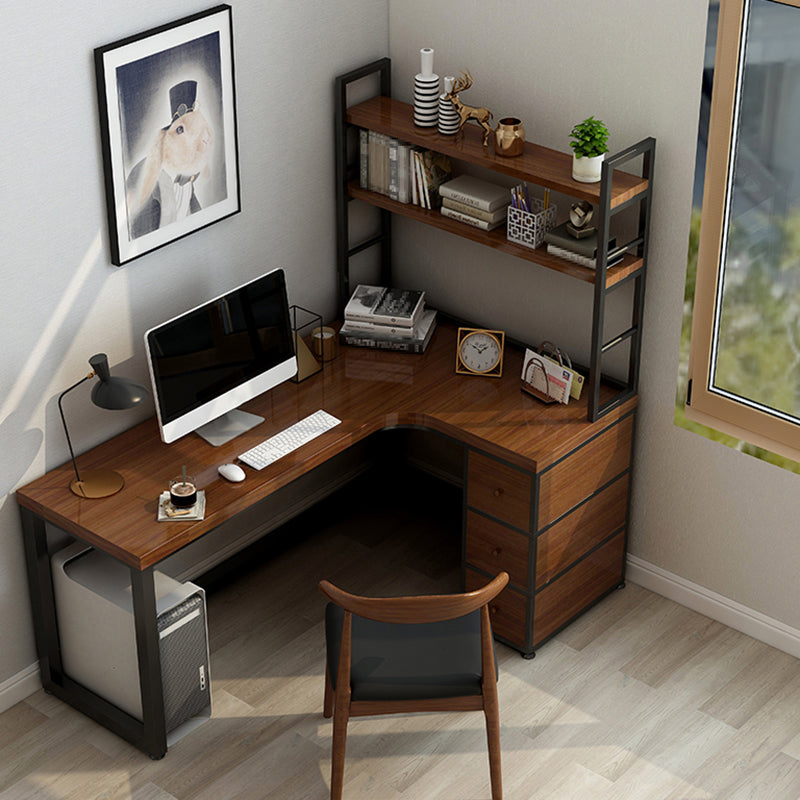 Industrial Home Office Writing Desk Solid Wood L-Shape Office Desk