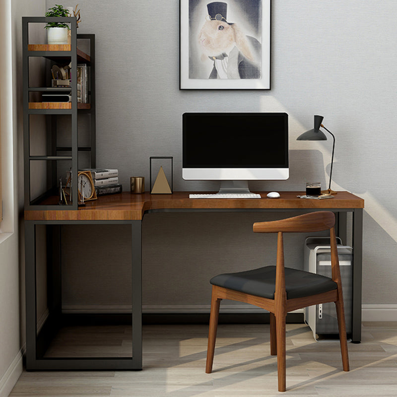 Industrial Home Office Writing Desk Solid Wood L-Shape Office Desk