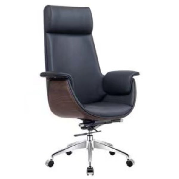 Ergonomic Faux Leather Desk Chair Swivel Padded Arms Chair with Wheels